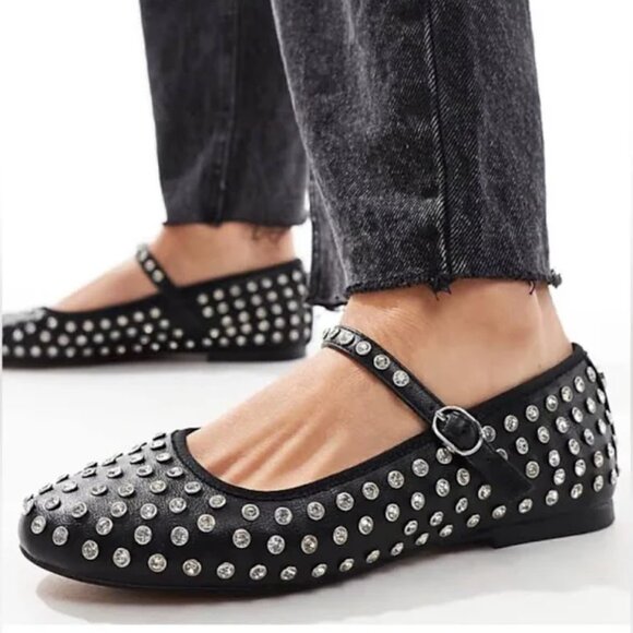 NWT House of Harlow 1960 Flashy Studded Mary-Jane Flats in Black - Size 7 - Picture 11 of 11
